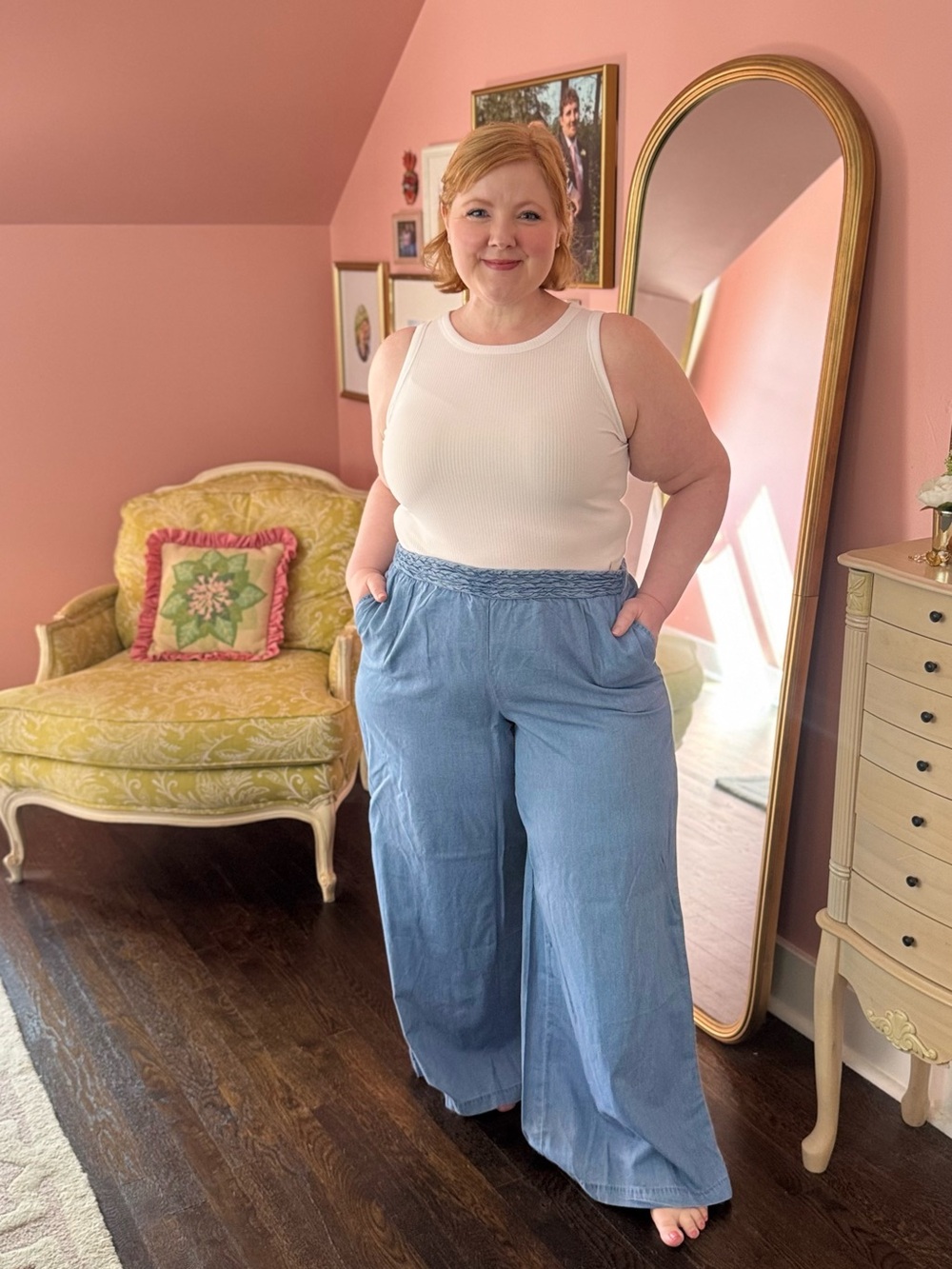 Cato Fashions Wide Leg Chambray Pants